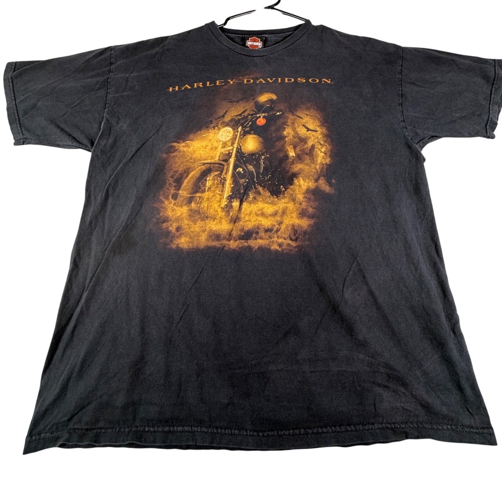 Harley-Davidson Halloween Flames T-Shirt Mens XL Black Biker 2008 Vintage